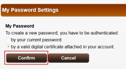 Choose “by a valid digital certificate attached in your account.” and click “Confirm”