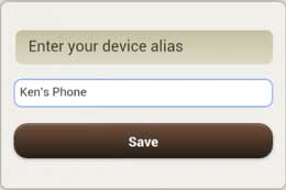Sample screen of entering device alias